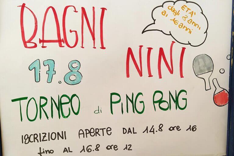 Torneo di ping pong ai Bagni Nini